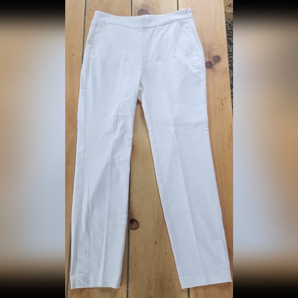 NWOT Lisa Bayne Women CottonBlend Stretch Classic Casual Pant Trouser White SZ 6